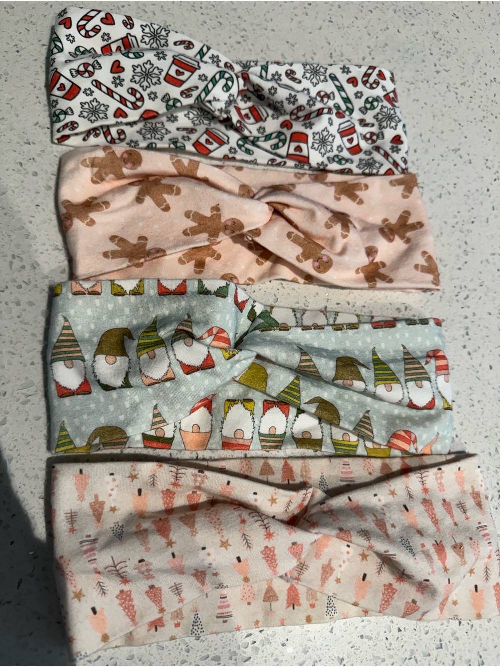 Holiday Patterned Pink and Green Headbands - Pack of 4